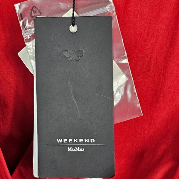 Weekend Max Mara Dress 0 Faiti Cherry Red Cotton A-Line Pockets Belt Zipper FLAW - Picture 11 of 16